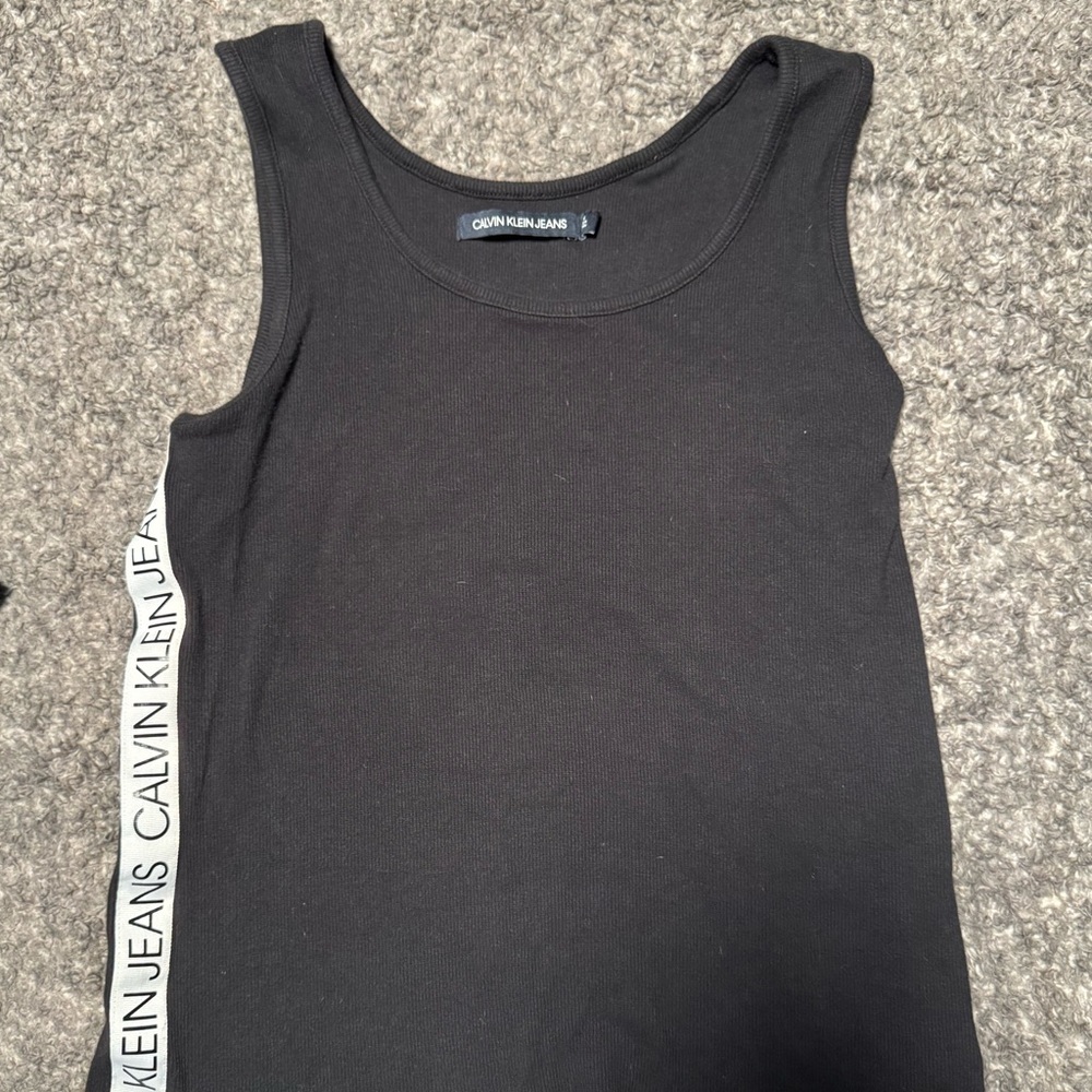 Calvin Klein Jeans Black Tank Top with Logo Trim